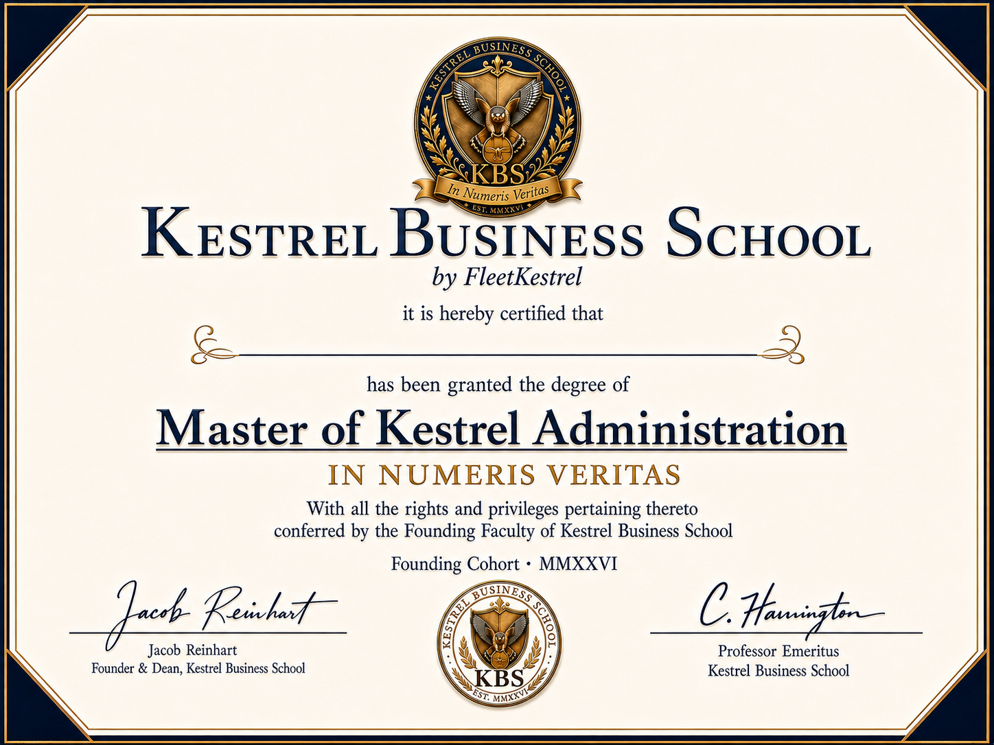 Master of Kestrel Administration diploma